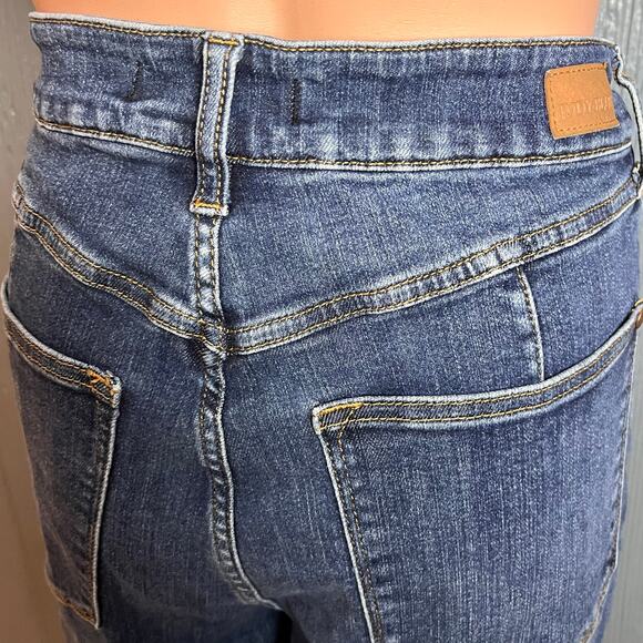 Judy Blue Cropped Jeans 14W Straight Leg Slit Hem Western Coastal Cowgirl - Picture 5 of 8